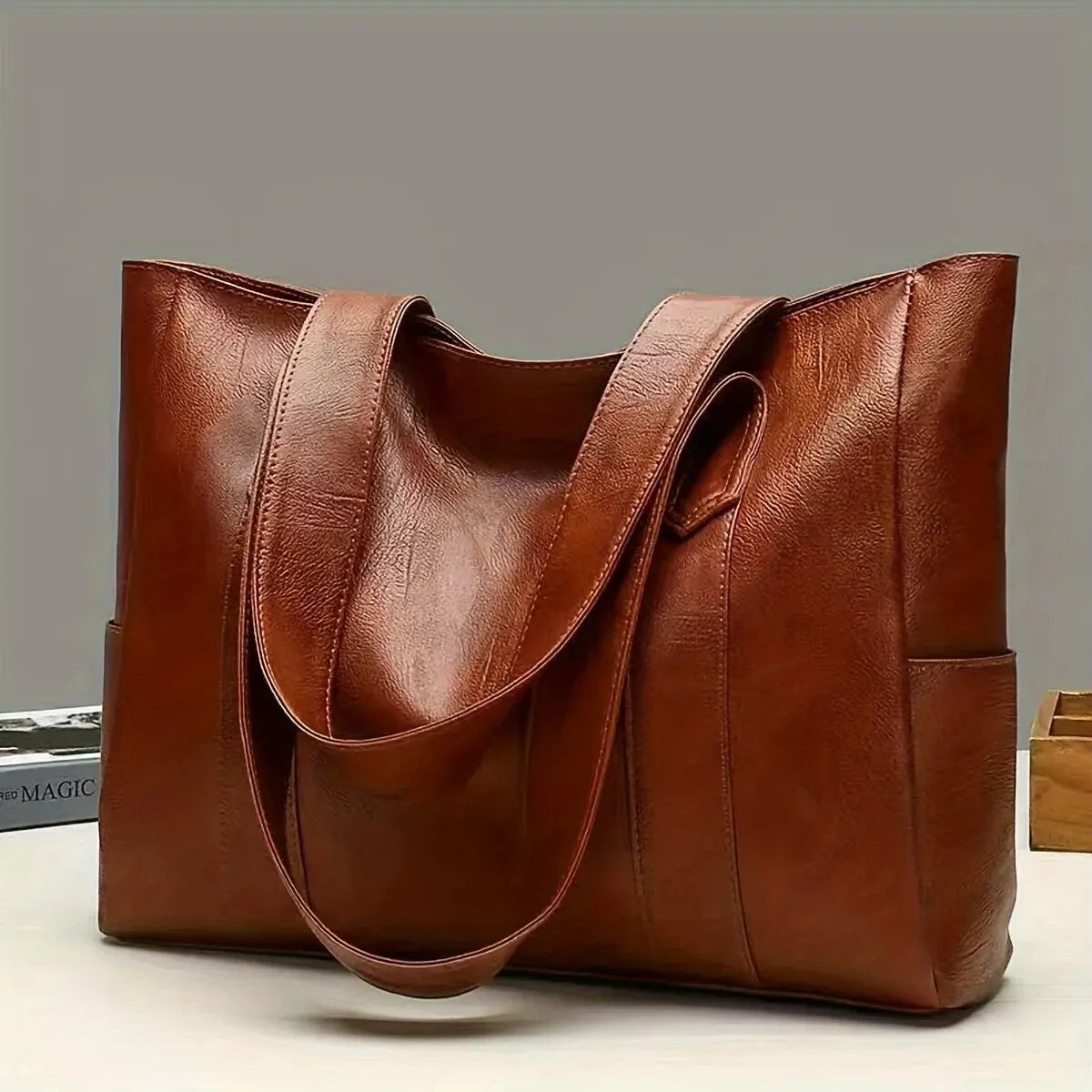 Sac Cabas fourre-tout en Cuir PU de grande capacité