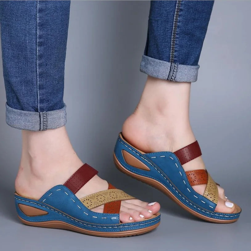 Sandales Mules Orthopédiques à Plateforme – Brides Croisées Confort Femme