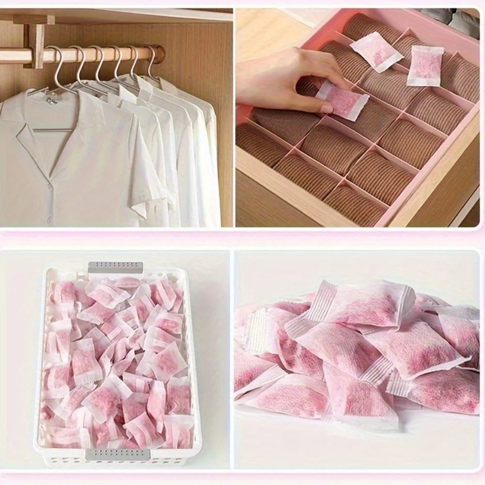 Lot de 100 Sachets Parfumés à la Rose pour Maison – Désodorisants Longue Durée pour Armoire, Placard, Valise...