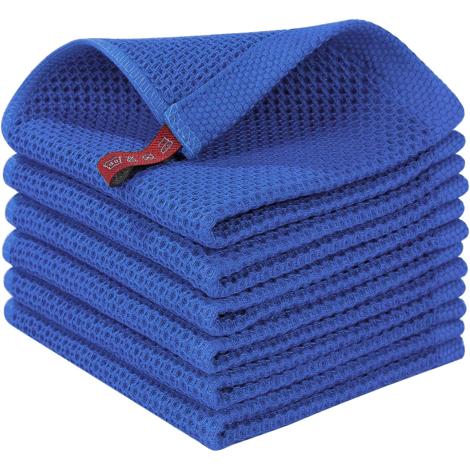 Ensemble de 6PCS de Serviettes Carrées de Cuisine en Nid d'Abeille Pur Coton