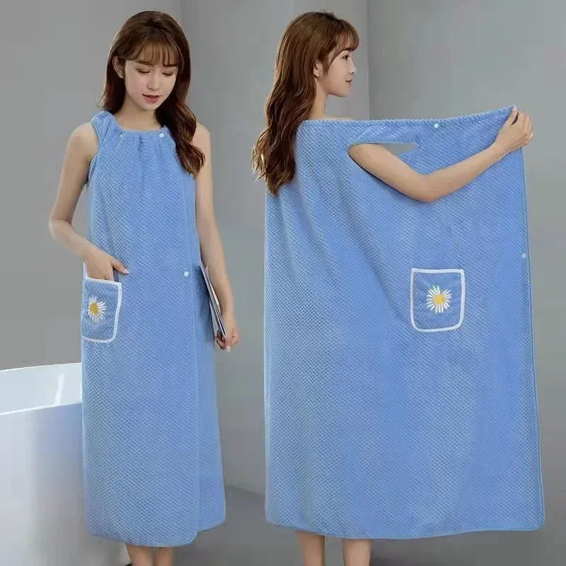 Serviette de Bain Robe pour Femme – Peignoir Long Absorbant & Lavable