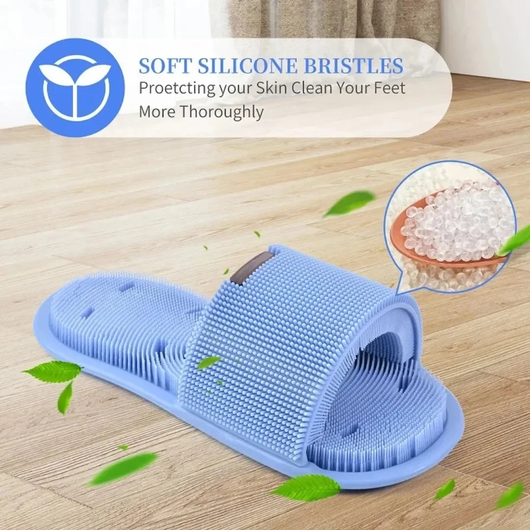 Pantoufle Lave-Pieds en Silicone – Brosse de Massage Exfoliante Antidérapante pour Douche