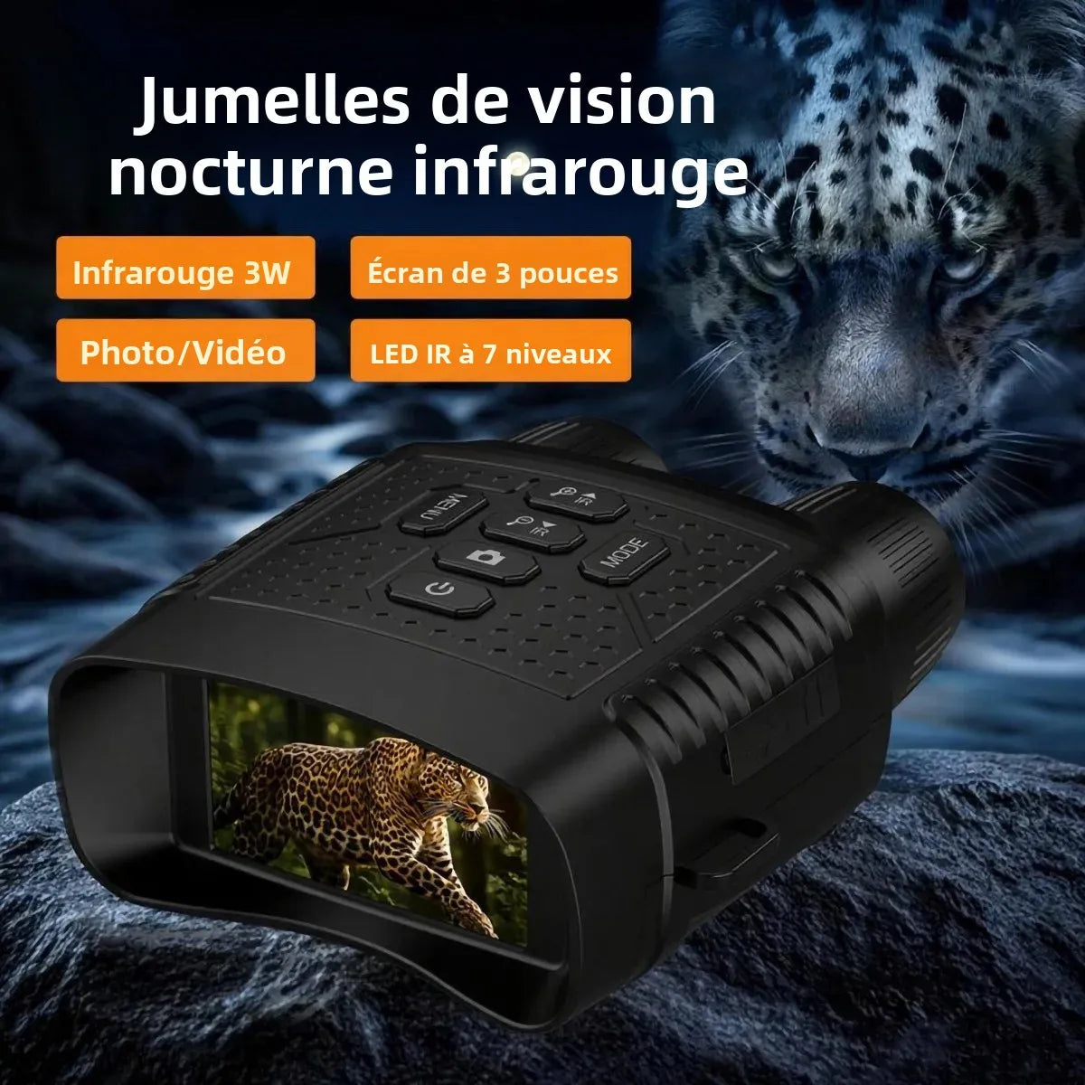 Jumelles Infrarouges Photos/ Vidéos, Zoom 6X & LED à 7 Niveaux