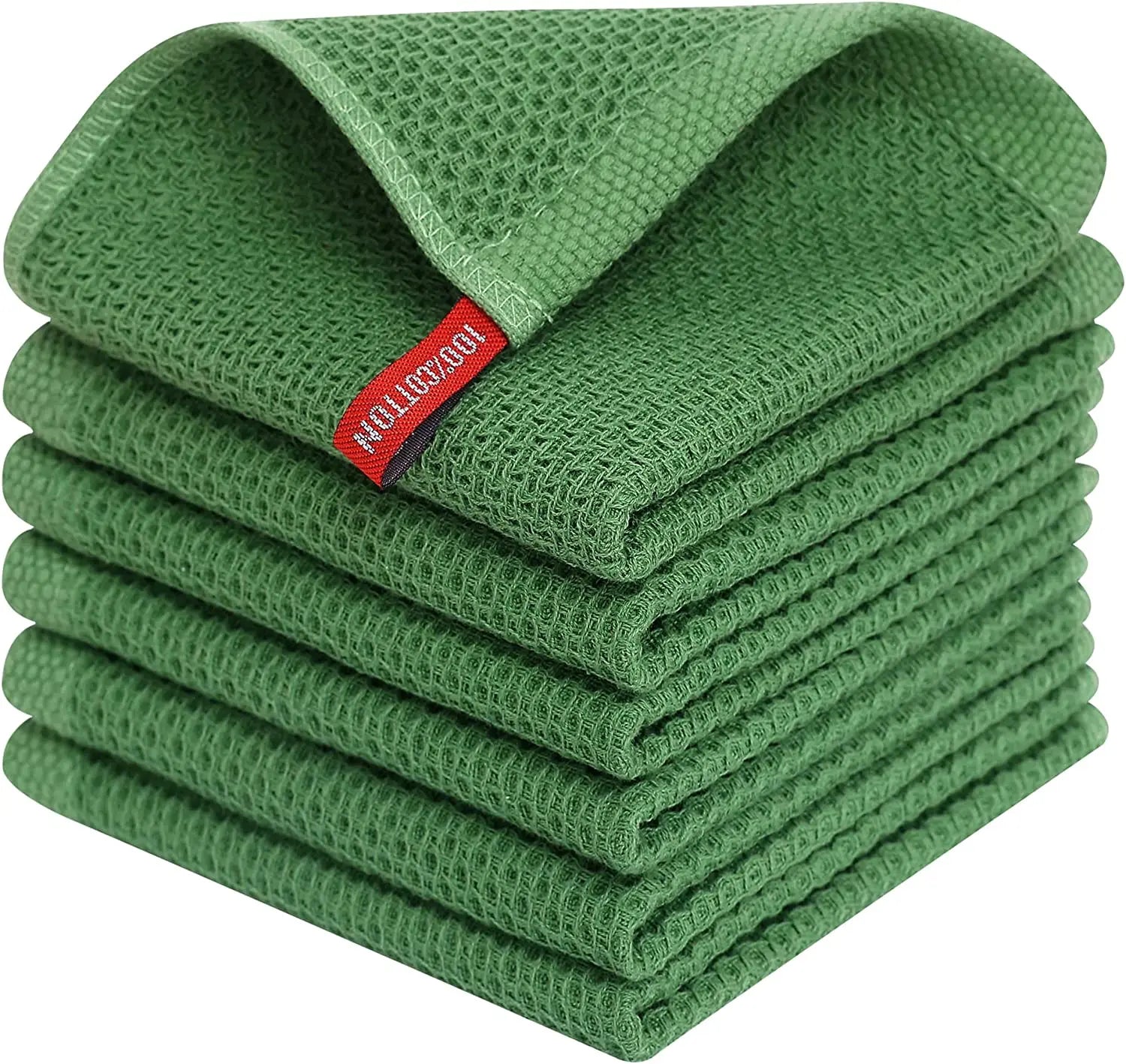 Ensemble de 6PCS de Serviettes Carrées de Cuisine en Nid d'Abeille Pur Coton