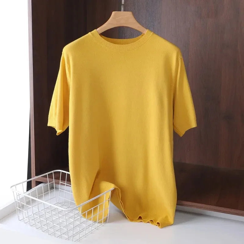T-Shirt Mi-Saison en Laine Mérinos Tricoté Homme - 6 Coloris