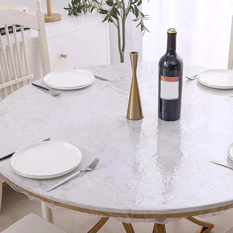 Lot de 10 Nappes Rondes Jetables Transparentes – Imperméables & Anti-Huile – 80 à 140 cm