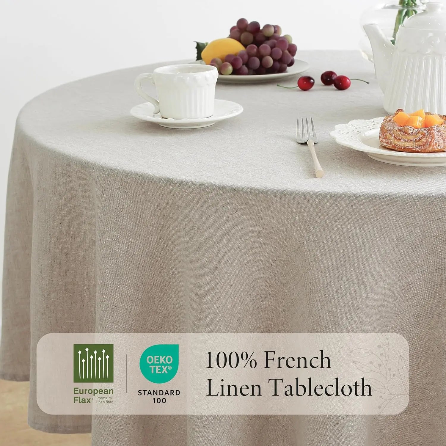 Nappe Ronde 100% Lin Français - 15 Couleurs & 10 Dimensions