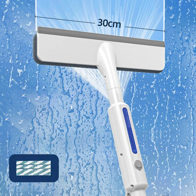 Nettoyeur de vitres télescopique 3 en 1 avec pulvérisateur intégré
