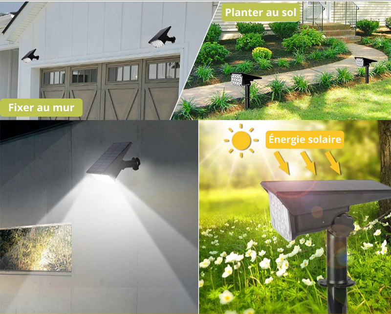 NOUVEAU - Lot de 2 Projecteurs LED Solaires