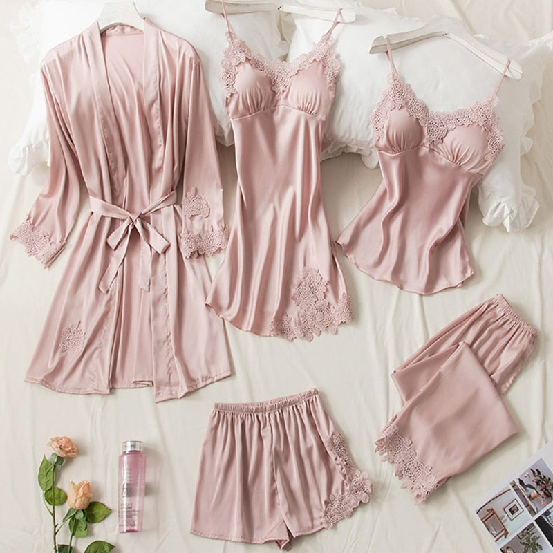 Ensemble de pyjama en satin - 5 pièces