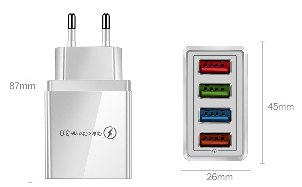 Chargeur 4 Ports USB - Rapidité +