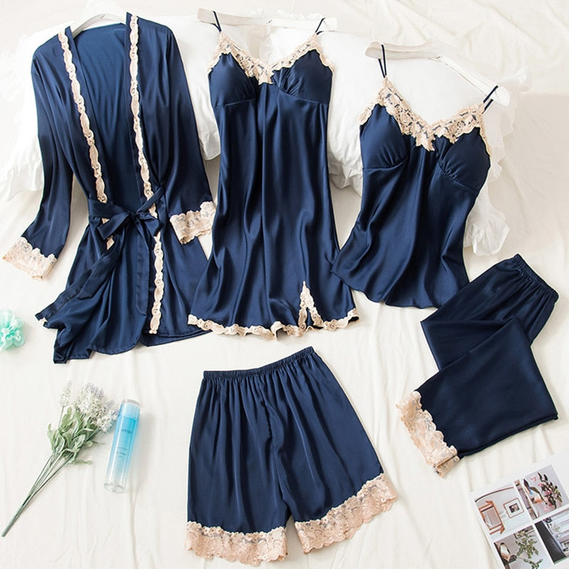 Ensemble de pyjama en satin - 5 pièces