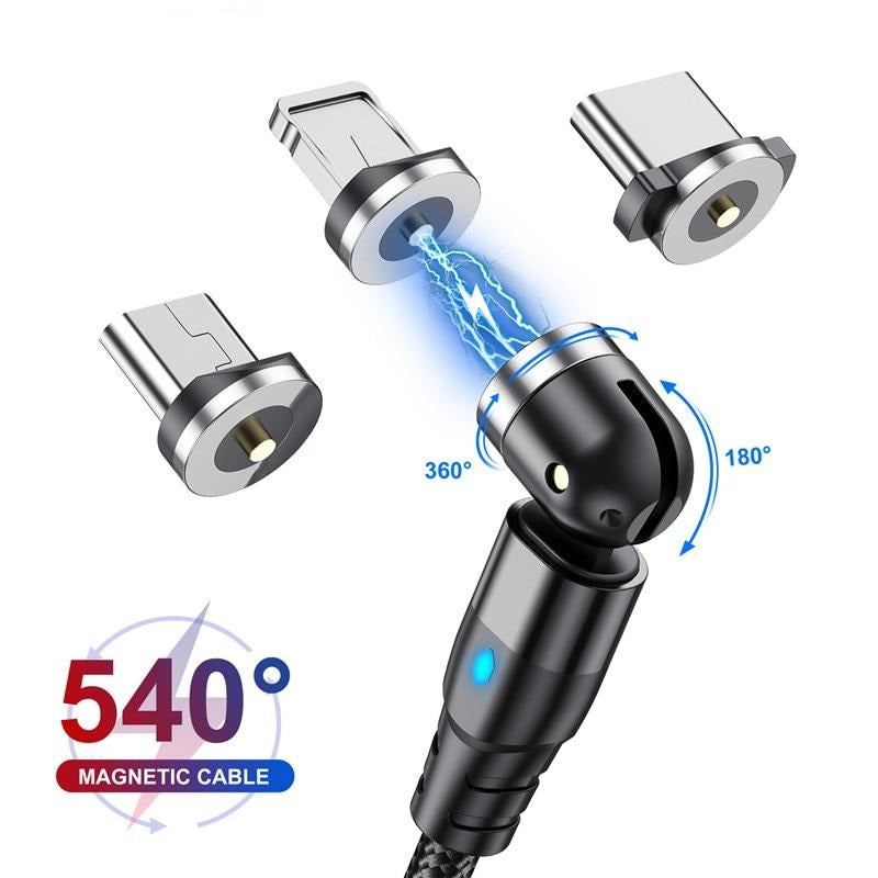 NOUVEAU - Câble Magnétique USB Rotatif (type C, micro, iPhone)