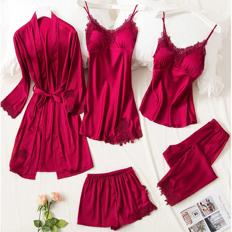 Ensemble de pyjama en satin - 5 pièces