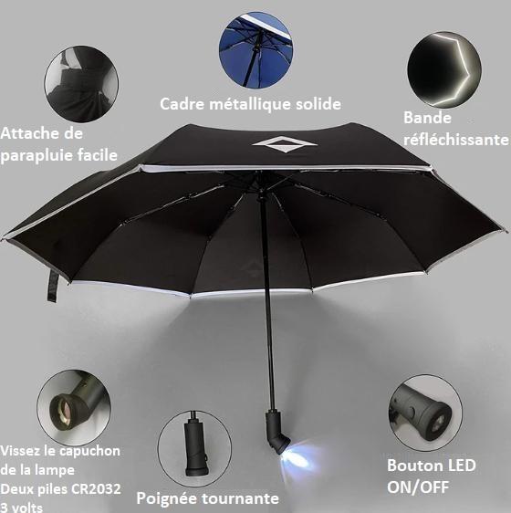 Parapluie Réversible avec Lampe intégrée