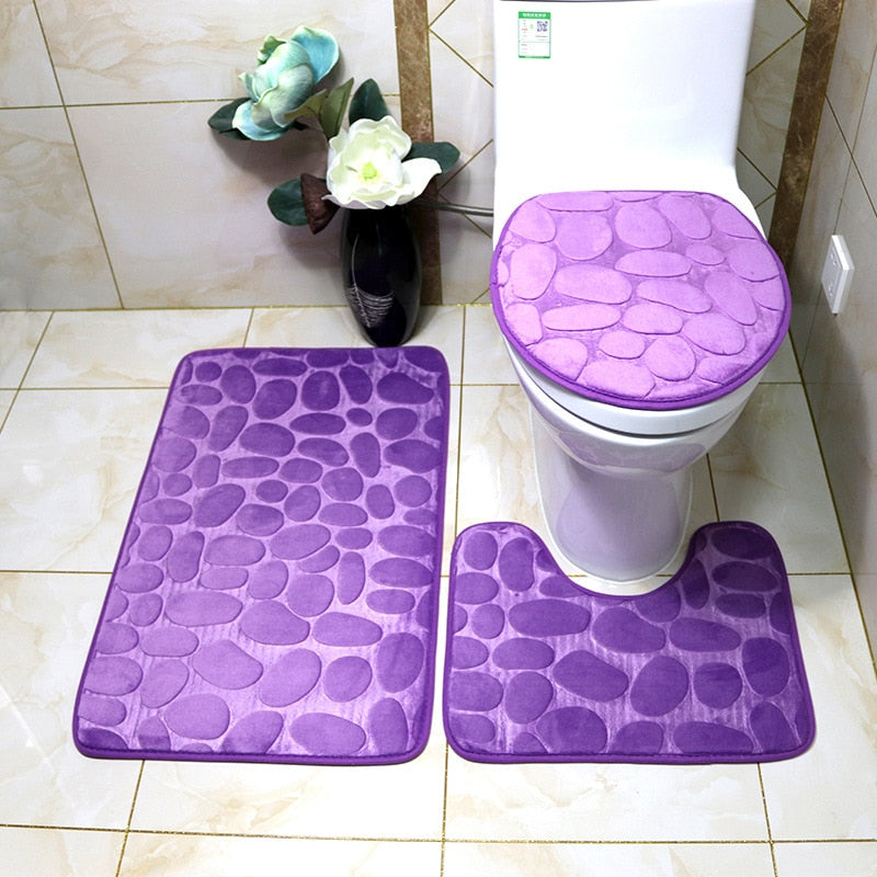 Ensemble de 3 tapis de salle de bain moelleux et absorbant