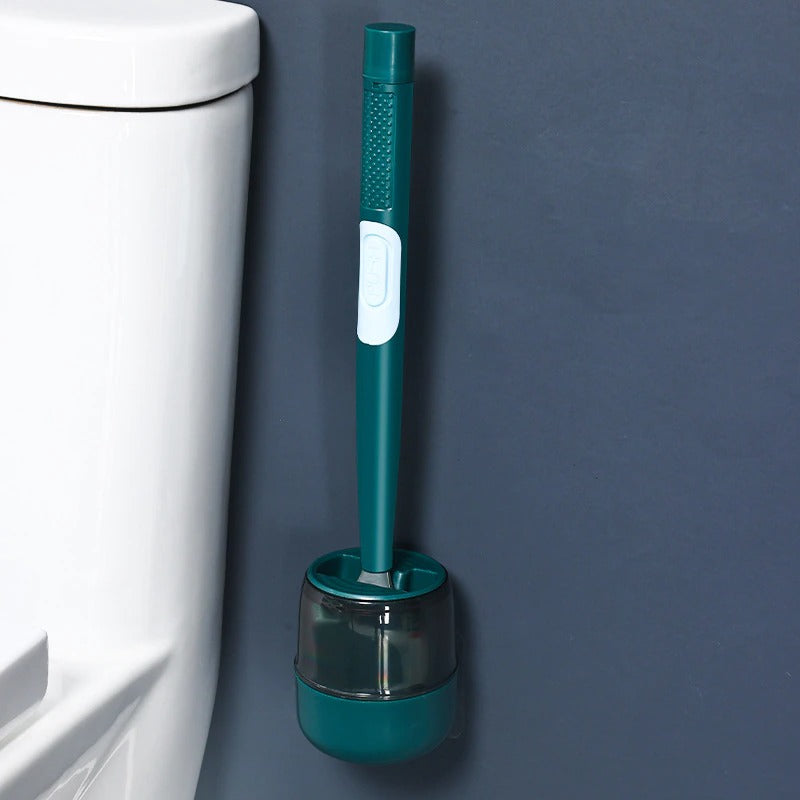 Balai brosse de toilette en silicone avec réservoir