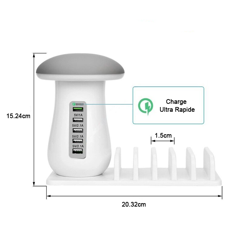 Station de Charge Lumineuse Multi Ports USB