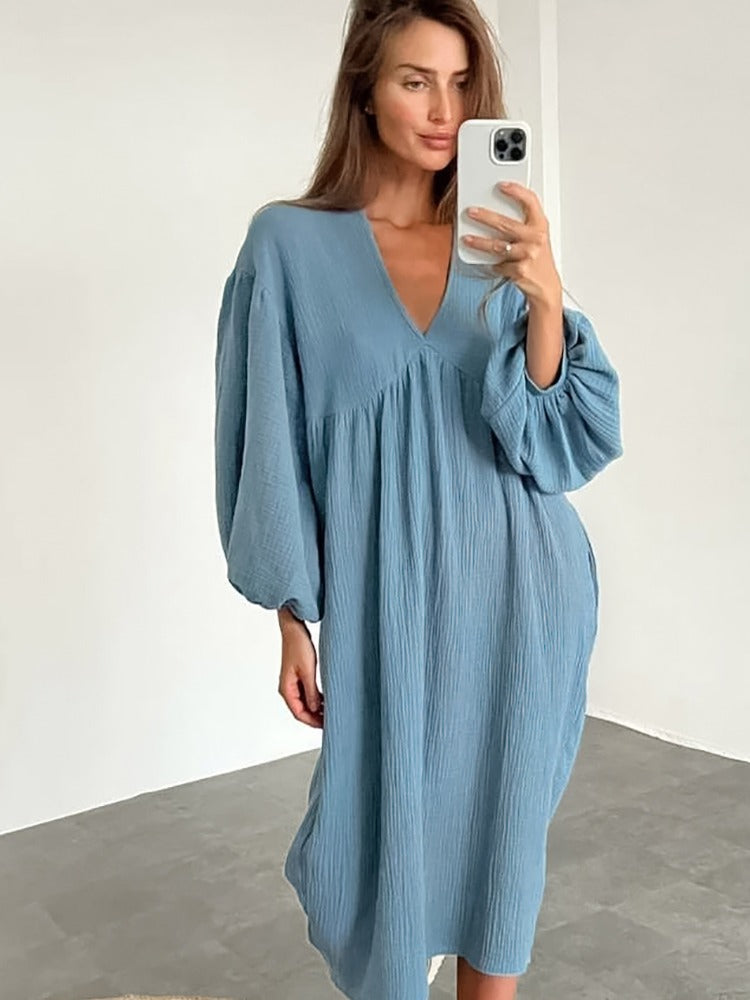 Robe ample décontractée manche ballon